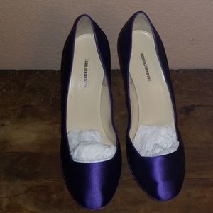 Nicholas Kirkwood purple satin snake heels